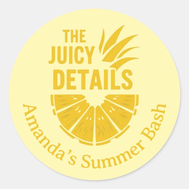 Adesivo Festa Personalizada de Abacaxi Amarelo Negrito (Frente)