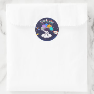 Adesivo Festa Personalizada de Astronauta Agradecimento