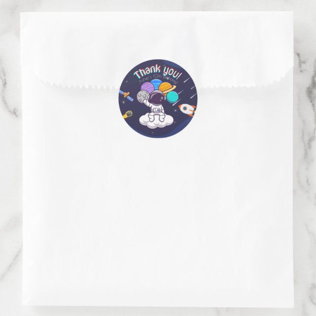 Adesivo Festa Personalizada de Astronauta Agradecimento (Bolsa)