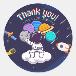 Adesivo Festa Personalizada de Astronauta Agradecimento