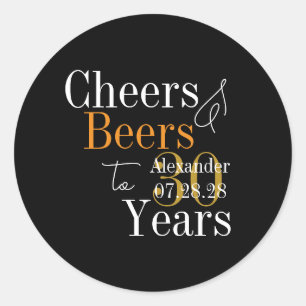 Adesivo Festa Personalizada de Cheers e Cervejas de 30 Ano