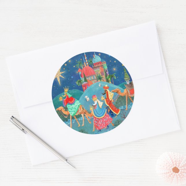 Adesivo Festa religiosa azul dos Três Reis Magos Natal (Envelope)