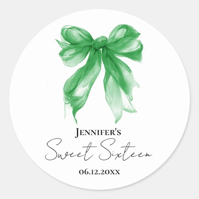 Adesivo Festa Sweet 16 Coquette Arco Verde Script  (Frente)