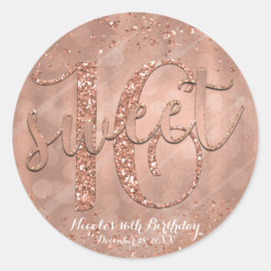 Adesivo Festa Sweet 16 Favor Rosa Dourado Glamour