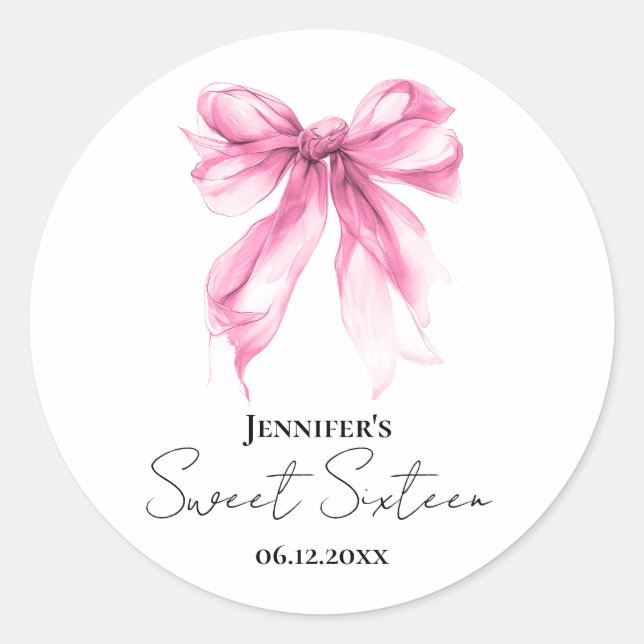 Adesivo Festa Sweet 16 Roscas de Fita Coquette Script (Frente)