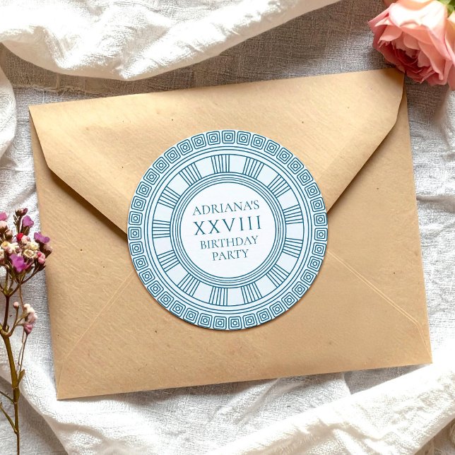 Adesivo Festa temática da Grécia Antiga com padrão azul (Criador carregado)