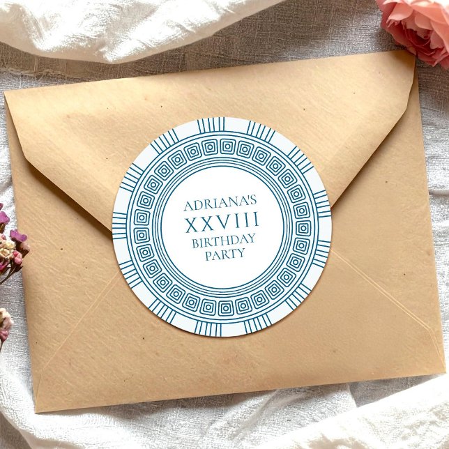 Adesivo Festa temática da Grécia Antiga com padrão azul (Criador carregado)