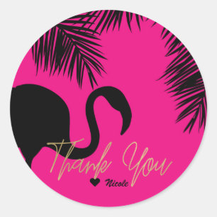 Adesivo Festa Tropical Flamingo & Palmeira Rosa e Preto