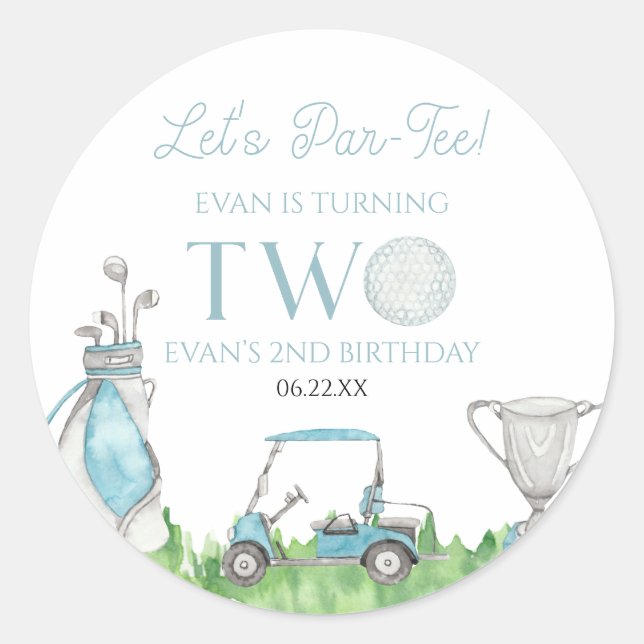 Adesivo Festa vamos de segundo aniversário Azul Par-Tee (Frente)