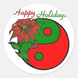 Adesivo Festa Yin Yang Poinsettia Verde Vermelho