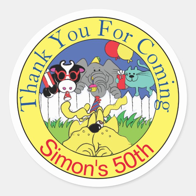 Adesivo Festas de animais festas de aniversário engraçadas (Frente)