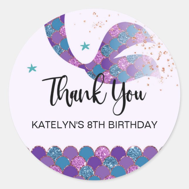 Adesivo Festas de aniversário de Sereia (Frente)