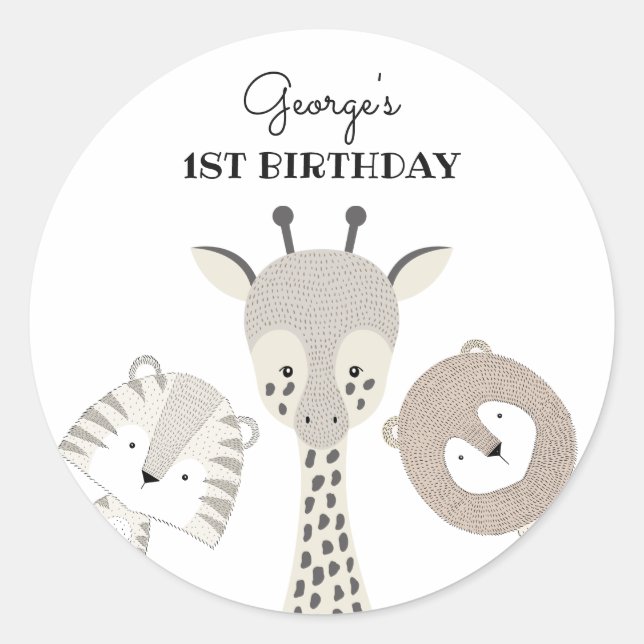 Adesivo Festas de aniversário Safari de Animais da Selva M (Frente)