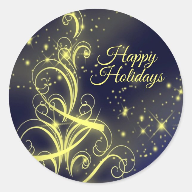 Adesivo Festas de Árvore de Natal Douradas Estrelas Marinh (Frente)