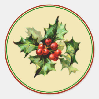 Adesivo Festas de Envelope de Natal Holly Vermelhas e Verd