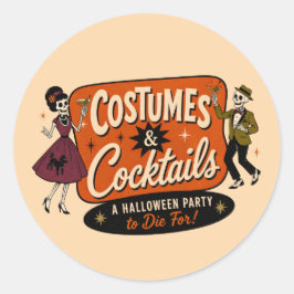 Adesivo Festas de Halloween com Roupas Vintage e Coquetéis