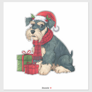 Adesivo Festas de Natal de Cachorro Gigante Schnauzer Sant
