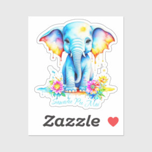 Adesivo Festival de Songkran de Elefante de Aquarela