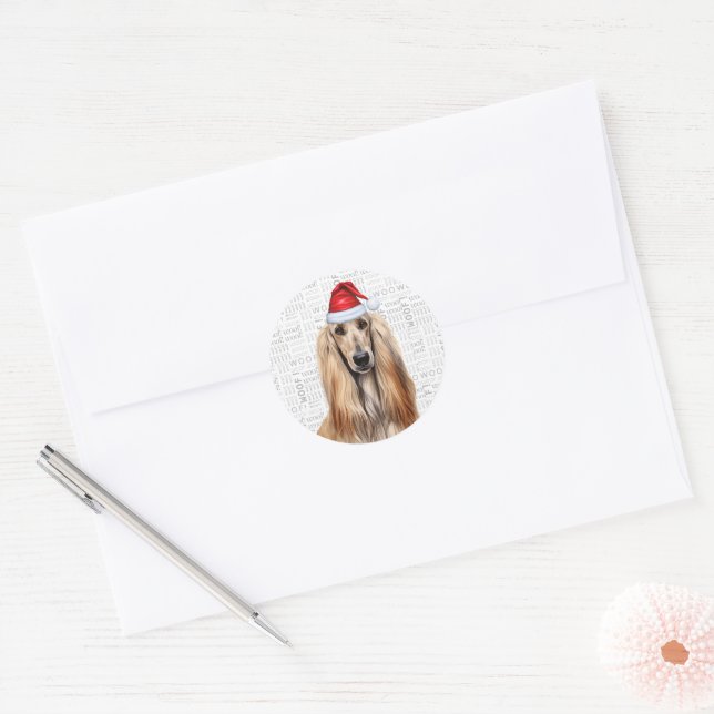 Adesivo Festive Afghan Hound Dog Woof Word Art Christmas (Envelope)