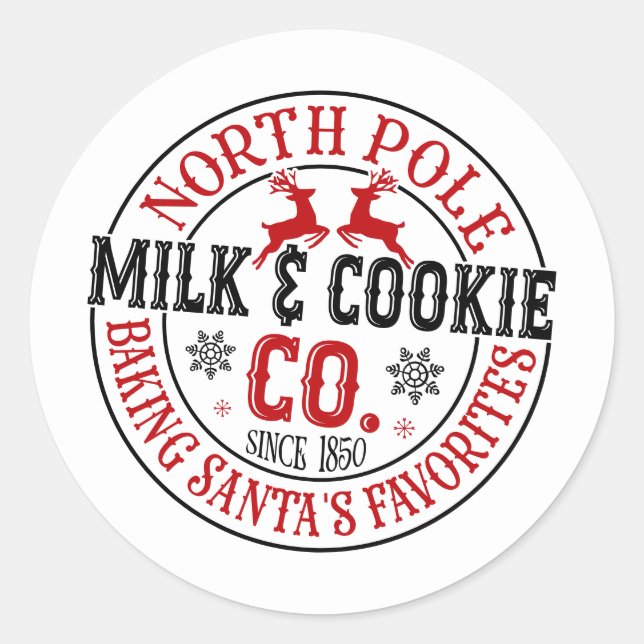 Adesivo Festive Christmas North Pole Milk Cookie Company (Frente)