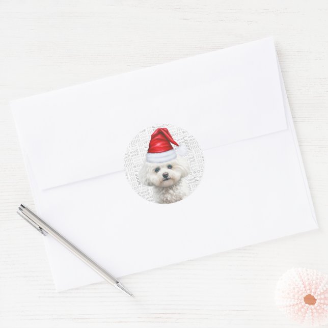 Adesivo Festive Coton de Tulear Dog Woof Words Christmas (Envelope)