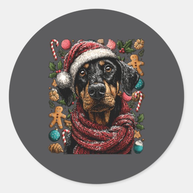 Adesivo Festive Doberman With Santa Hat Snowy Winter Chris (Frente)