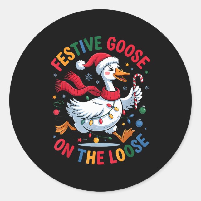Adesivo Festive Goose On Loose Christmas Cute Holiday Wint (Frente)