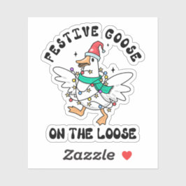 Adesivo Festive Goose on the Loose Cute Christmas