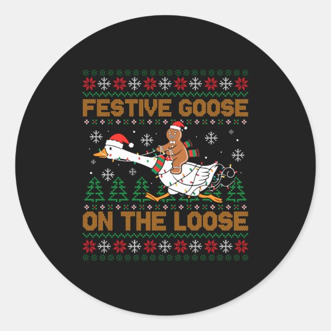 Adesivo Festive Goose On The Loose Funny Gingerbread Ugly  (Frente)