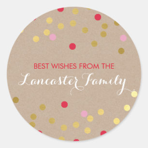 Adesivo FESTIVE HOLIDAY SEAL confetti padrão kraft de ouro