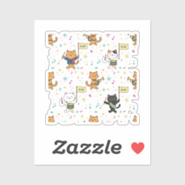 Adesivo Festive New Year Parade Cat Cheerful Feline