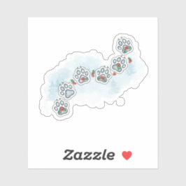 Adesivo Festive Paw Prints Christmas Holly & Snowflake