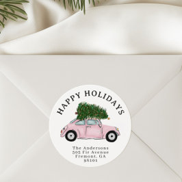 Adesivo Festive Pink Car Christmas Tree Return Address