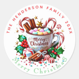 Adesivo Festive Red Watercolor Hot Cocoa Christmas Holiday