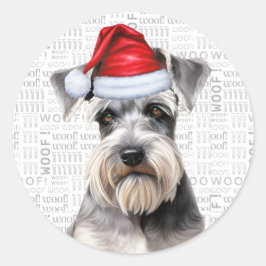 Adesivo Festive Schnauzer Dog Woof Word Art Christmas