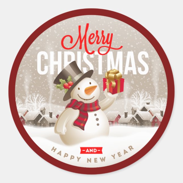 Adesivo Festive Snowman Holiday Sticker – Merry Christmas  (Frente)