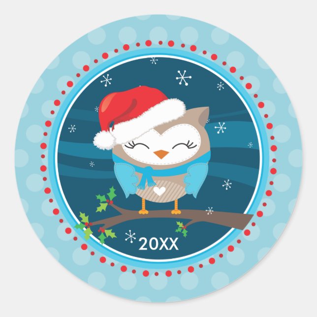 Adesivo FESTIVE STICKER SEAL: Coruja festiva 2 (Frente)