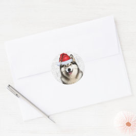 Adesivo Festivo Alaskan Malamute Woof Word Art Natal