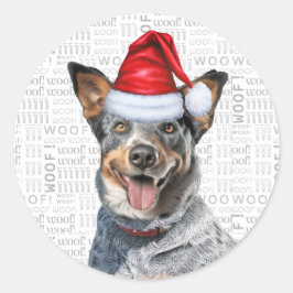 Adesivo Festivo Blue Heeler Cachorro Palavra Natal
