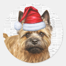 Adesivo Festivo Cairn Terrier Dog Woody Art Natal
