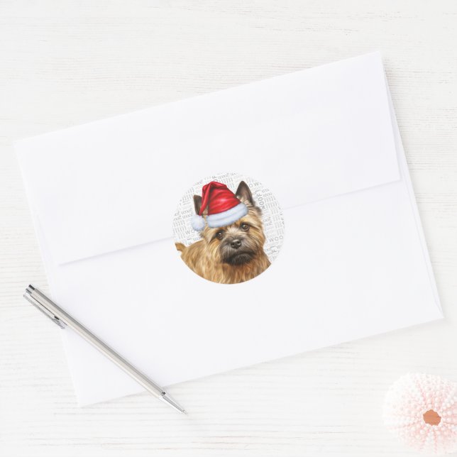Adesivo Festivo Cairn Terrier Dog Woody Art Natal (Envelope)