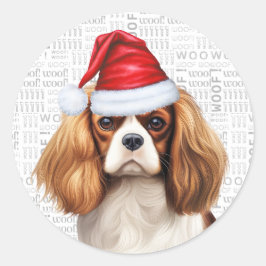 Adesivo Festivo Cavalier Spaniel Dog Woof Art Natal