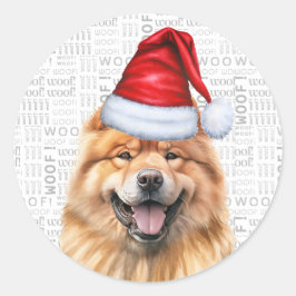 Adesivo Festivo Chow Papais noeis Cachorro no Natal da Mad