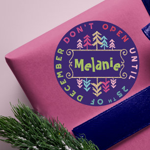 Adesivo Festivo, Divertido E Colorido Não Abrir Até O Nata