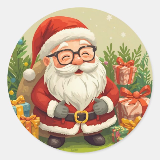 Adesivo Festivo do Papai Noel Sorridente (Frente)