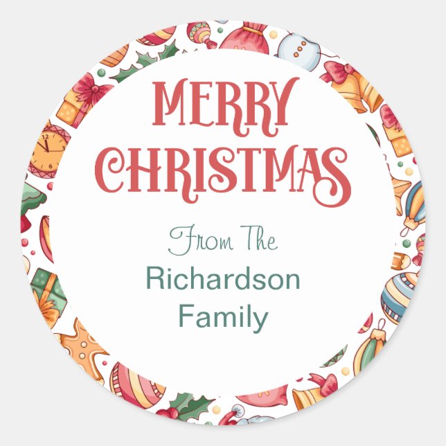 Adesivo Festivo e alegre Festas de Envelope de Natal (Frente)