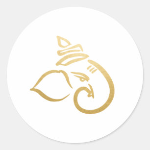 Adesivo Festivo Ganesh   Deus índio   Faux Dourado