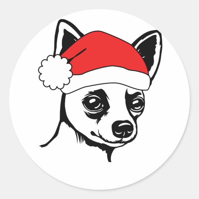 Adesivo Festivo Holiday Chihuahua Santa Hat (Frente)