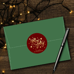 Adesivo Festivo Holly Jolly Natal   Estrelas Douradas Verm