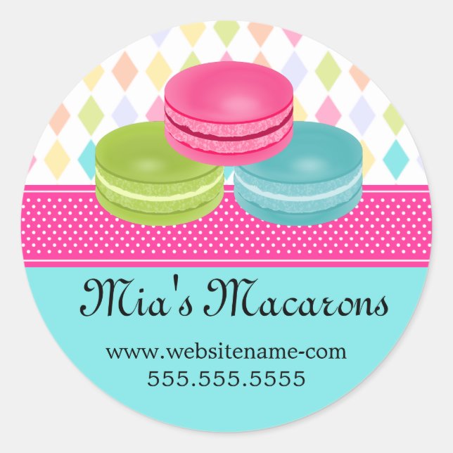 Adesivo Festivo Macaron Bakery Box Selos (Frente)